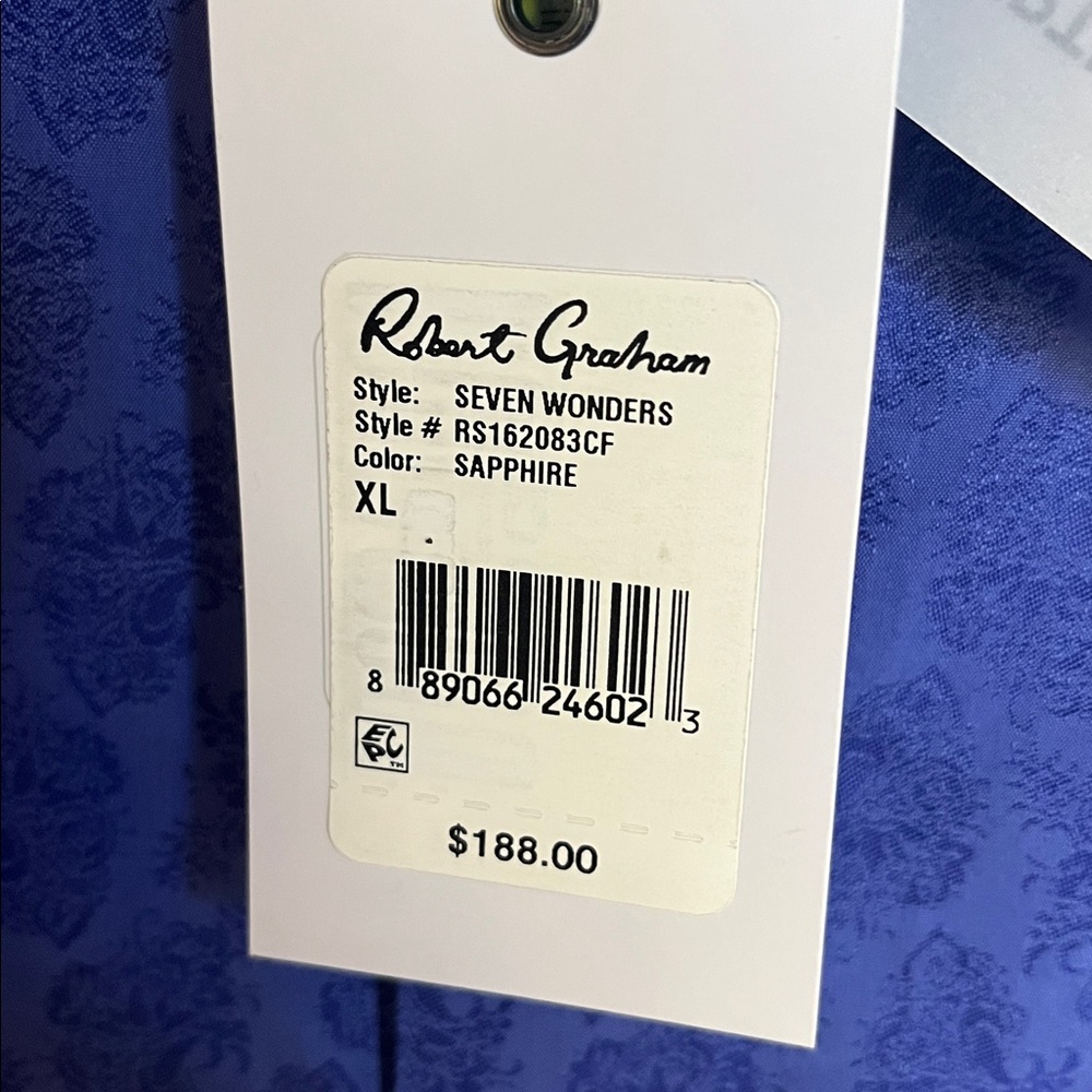 Robert Graham Short-Sleeve Paisley Button-Down in Royal Blue - Picture 2 of 2